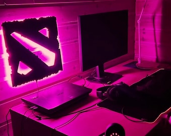 Letrero de neón LED de Dota 2 personalizado para pared, decoración de habitación de Dota, regalo para jugadores, letrero de neón con el logotipo de Dota, arte de Dota 2, decoración de habitación de jugador, regalo de cumpleaños, regalo de Navidad