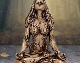 Figurine fabriquée à la main de 2,5 pouces, terre mère, Gaia, pose lotus assis - décoration d'intérieur spirituelle, statue de déesse de la terre, cadeau de méditation
