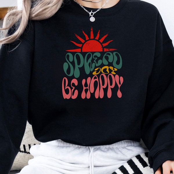 Spread Joy Be Happy Sweatshirt, Summer Sweater, Vintage Sweater, Beach Sweater, Summer Vibes, Retro Women, Spring Sweater, Pastel Colors