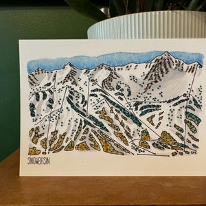 Snowbassins Wanderkarte Aquarell Druck