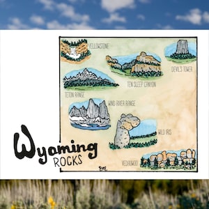 Wyoming Kletter Karte Aquarell Druck 13x18cm