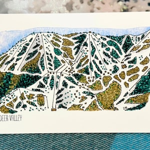 Deer Valley Trail kaart aquarelprint