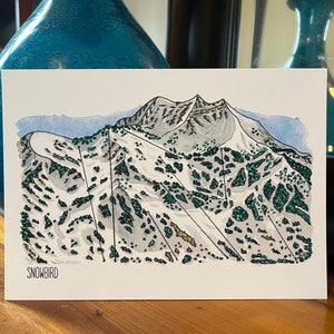 Snowbird Trail kaart aquarel print 5x7in