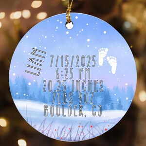 Personalize Baby&#39;s first Christmas Ornament 2025, custom birth stats keepsake, Baby Announcement Ornament, commemorative birth ornament,