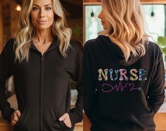 Nurse Jacket, Fleece Nurse jacket, Nurse Zip Hoodie, Cute Nurse gift, Nurse sweatshirt, Nurse with Stethoscope, Jacket for nurses
