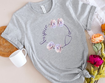 Hospice, Hospice Nursing shirt, Home Health Care, Gift for Hospice Nurse, End of life care giver, Women nursing shirt, botanical nurse shirt