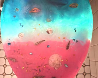 Glow-in-Dark Resin Toilet Seat: Pink Sand Marine Life