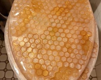 Resin Honeycomb Toilet Seat – Golden Opaque White Elongated Oval (Tank Tray Option)