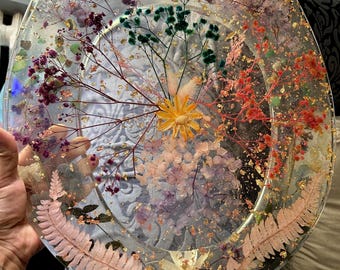 Floral Resin Toilet Seat: Rose Gold Glitter, Natural Flowers