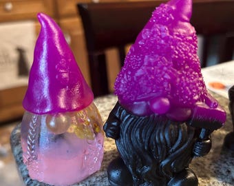 Glow In The Dark Resin Gnomes: Big Nose, Long Beard, Glitter (Set of 2)