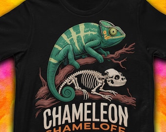 Chameleon Skeleton T-Shirt, Reptile Lover Tee
