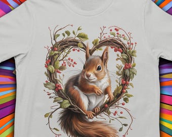 Squirrel Tree Heart T-Shirt: Woodland Animal Tee