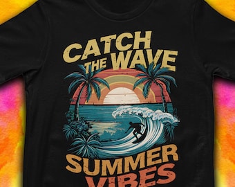 Surfing Wave Rider T-Shirt, Summer Beach Vibes Apparel