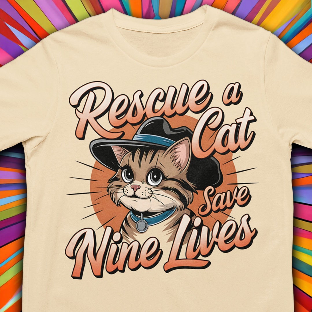 Cat Rescue Shirt: Feline Anime Tee, Cat Wearing Hat