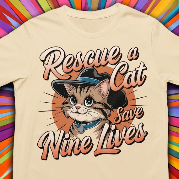 Cat Rescue Shirt: Feline Anime Tee, Cat Wearing Hat