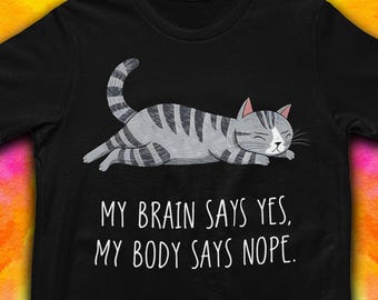 Funny Sleepy Cat T-Shirt: Introvert Humor Apparel