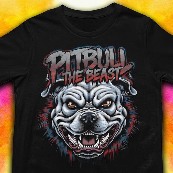 Pitbull 'the Beast' Graphic T-shirt: Men's Pitbull Dad Shirt - Etsy