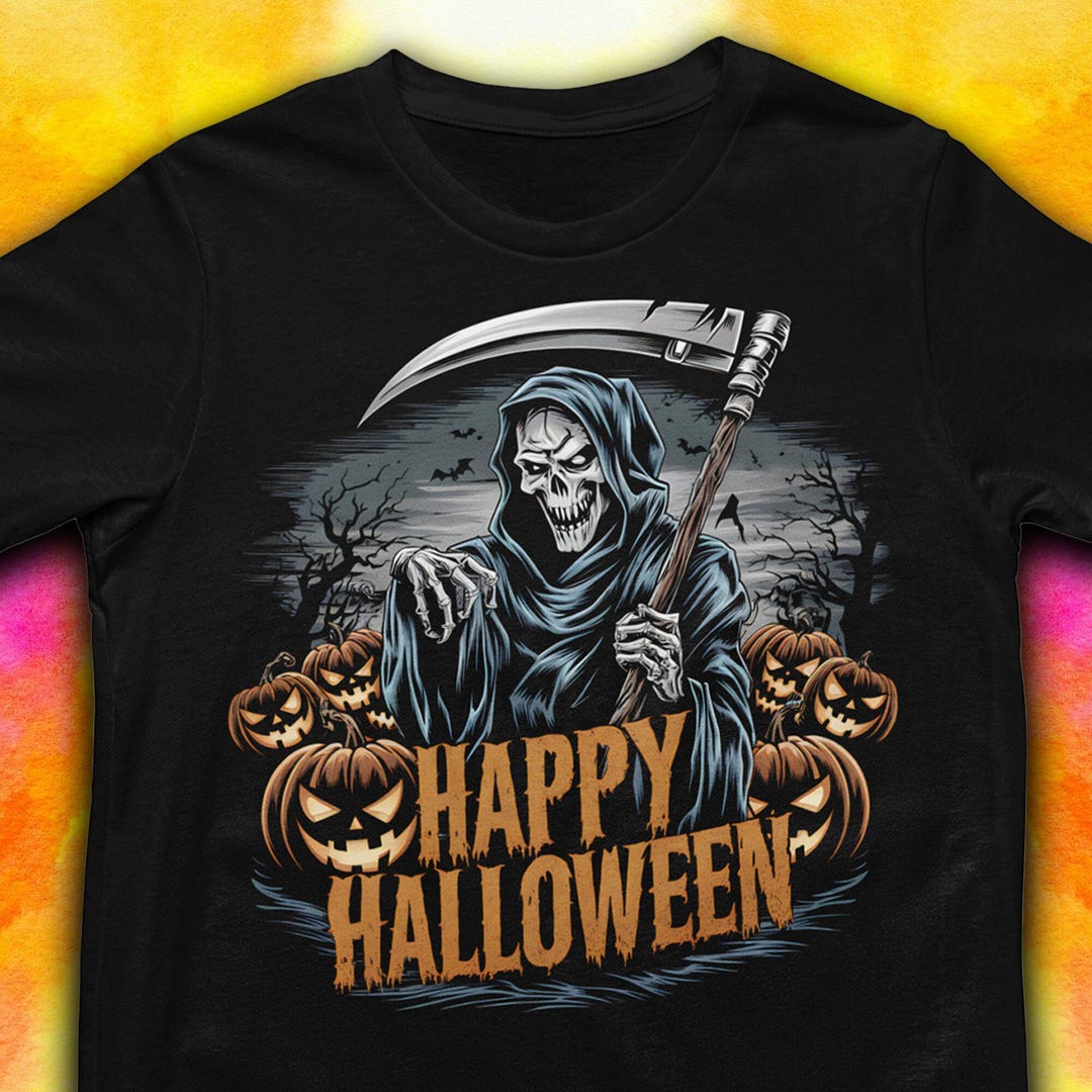 Grim Reaper Halloween Tee, Spooky Death Theme Shirt - Etsy