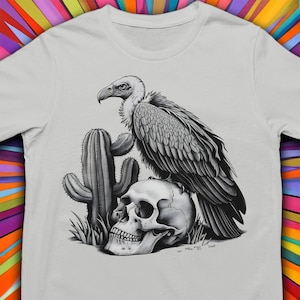 Vulture Skull T-Shirt: Dark Art Clothing, Bird Lover Gift