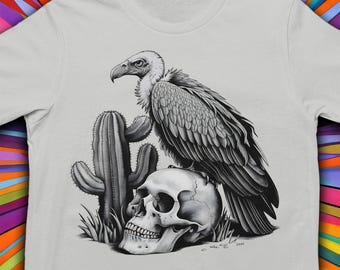 Vulture Skull T-Shirt: Dark Art Clothing, Bird Lover Gift
