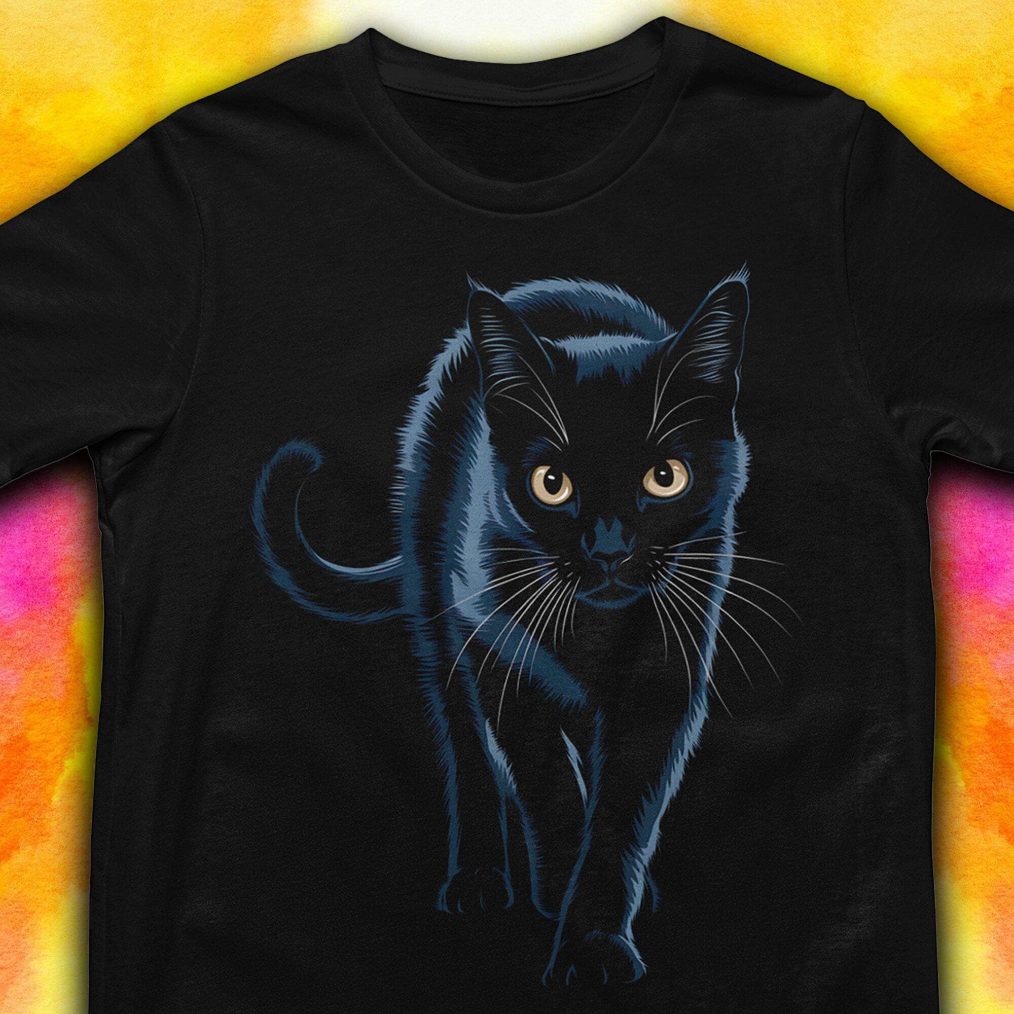 Cat Wizard Shirt, Black Kitten T Shirt, Cat Silhouette Shirt, Cat