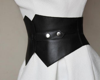 Cinturón vasco, Falda peplum de cuero, Peplum de cuero, Cinturón peplum, Cinturón peplum, Falda a la cintura, Cinturón peplum ancho, Peplum de cuero para mujer