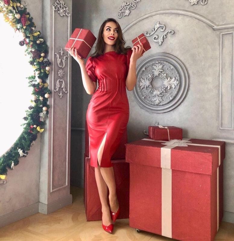 Red Leather Handmade Dress, Leather Dress, Bodycon Dress, Pipe Dress, Red Leather Dress, Tight Dress, Red Christmas Dress, Dress for a Gift