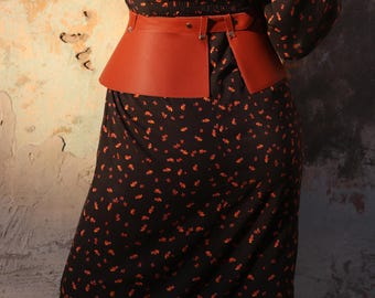 Handmade Leather Basque Belt, Peplum Belt, Underbust Belt, Leather Corset Waist Belt, Dress Belt, Skirt Belt