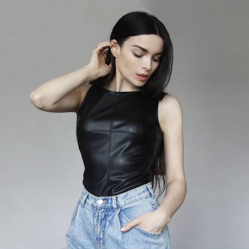 Stylish Women's Leather Tank Top – Edgy Sleeveless Faux Leather