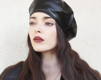 French classic handmade leather beret, Brown leather beret, Trendy leather hat, Vintage artist beret, Gift for creative people