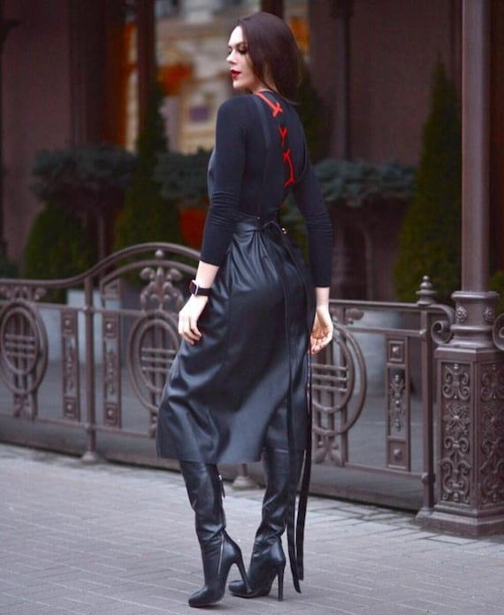 Handmade Leather Dress, Belted Dress, Black Sundress With Pockets,  Exquisite Spaghetti Strap Dress, Tight Leather Dress, Robe Dress - Etsy  Ireland