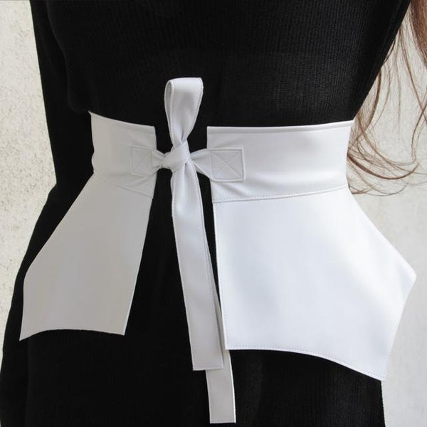 Ceinture habillée en cuir végétalien faite à la main Ceinture en cuir écologique Ceinture corset en cuir Ceinture peplum style femme, ceinture en cuir pour femme, ceinture décorative