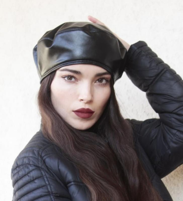French Classic Handmade Leather Beret, Brown Leather Beret, Trendy ...