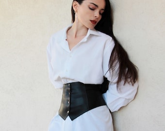 Corset belt, Basque belt, Genuine leather peplum skirt, Leather peplum, Peplum belt, Waist skirt, Wide peplum belt, Women's leather peplum