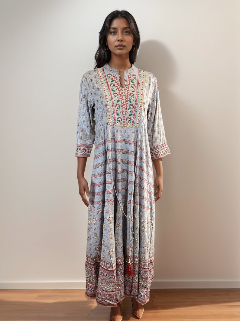Blue Rayon Maxi Dress