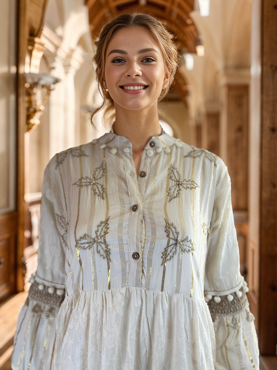 Ivory Colored Tunic With Bell Sleeves and Lace Detailing - Etsy