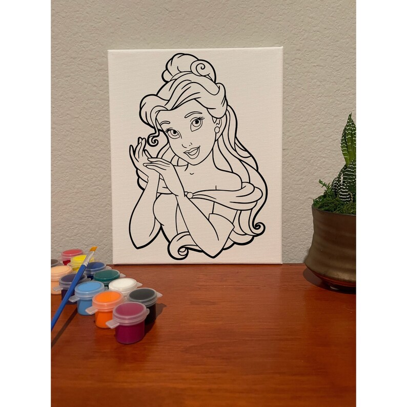 PRINCESS Paint Party Color Your Own Canvas Party Favors Arts and Crafts Kids Party Girls Night ...