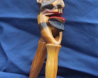 Vintage Nut Cracker Original Devil Satan Wood Carved