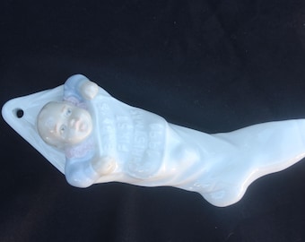 Lladro Baby's First Christmas 1991 Holiday Stocking Ornament 5839 1ST XMAS