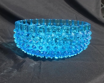 Antique Hobbs Brockunier Blue Hobnail Bowl