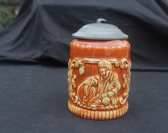Vintage N.V. Koninklijke Plateelbakkerij Zuid-Holland Gouda Stein Lidded