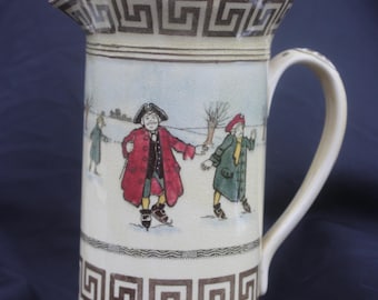 Antique Royal Doulton Water Pitcher “Skating” Early 1900s