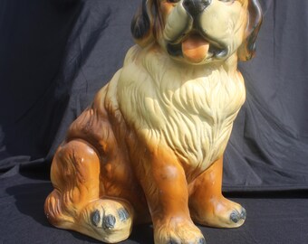 Vintage Large St Bernard Plaster, Chalk Dog Figure