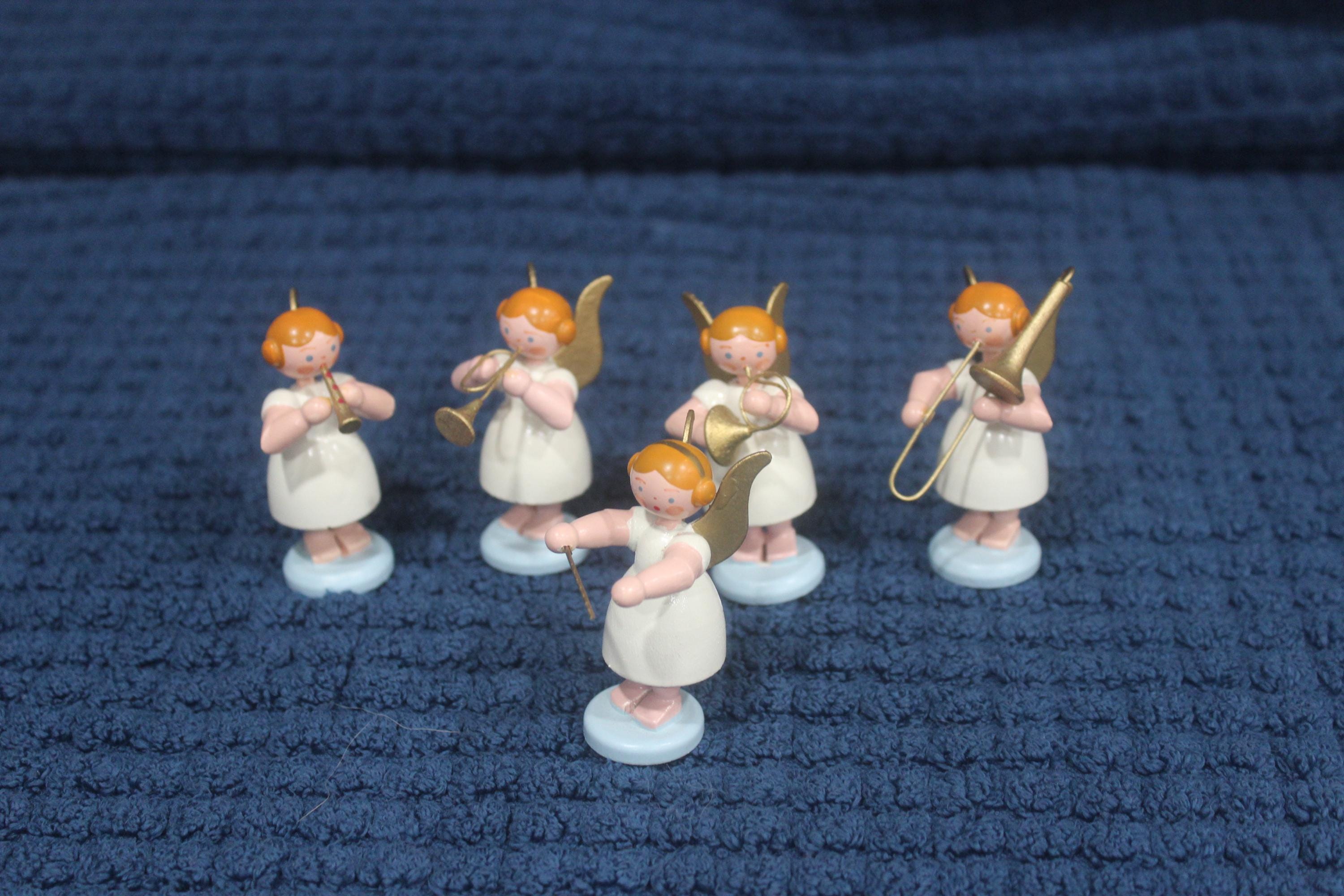 ドイツ　木製 天使の音楽隊置物 4体セット German Wooden Angel Orchestra - Etsy
