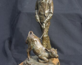 Richard Muno, "The Hot Brand" Sculpture Branding a Calf