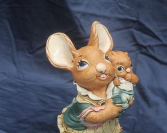 Pendelfin Rabbits Mother and Baby  Hand Painted  Stonecraft