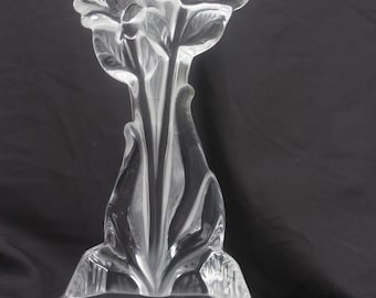Vinardi Art Glass 24% Lead Crystal 10" Rose Sculpture Statue 1982 RARE
