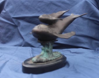 Humpback Whale and Calf Brass Sculpture by SPI Gallery