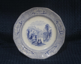 Antique Wedgwood Columbia Blue Transferware - English Ironstone 9 1/4" Plate