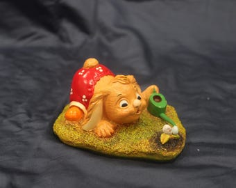 Pendelfin Rabbits Alfie Hand Painted  Stonecraft Bunny Watering Flower